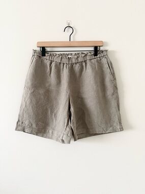 Pure Jill J. Jill Linen Pull On Shorts Size M Taupe Garment Dyed Relaxed Fit